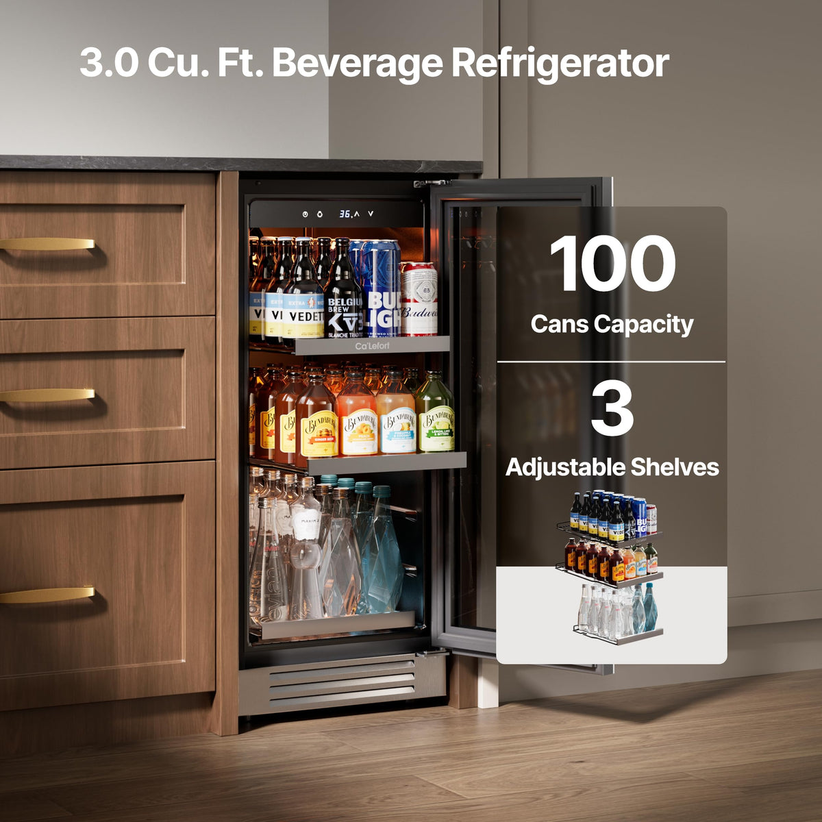 Ca'Lefort 24'' Beverage Refrigerator, 180 Can Beverage Fridge Under Counter Jansha Store