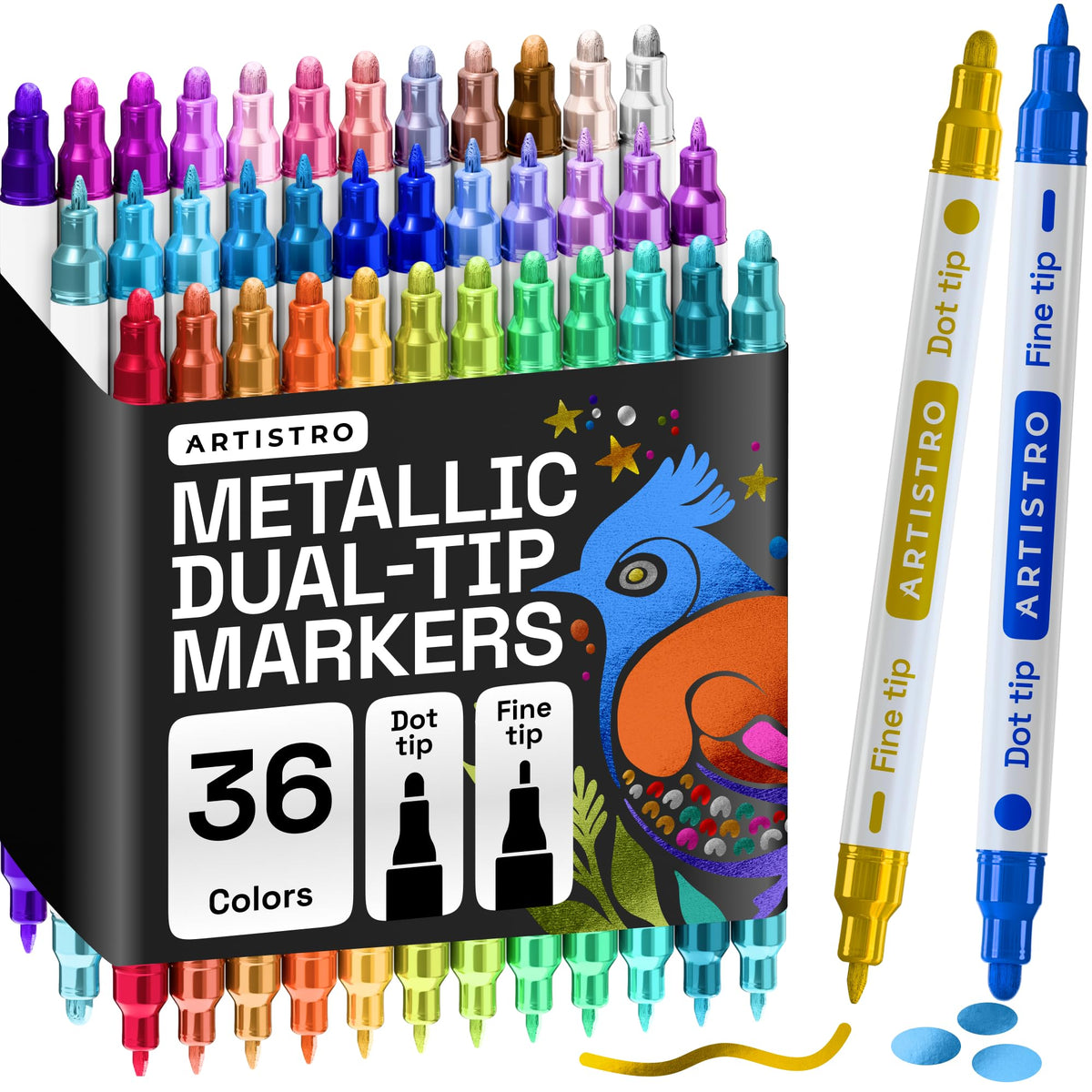 ARTISTRO 36 Multicolor Dual-Tip Acrylic Paint Marker Pens Jansha Store