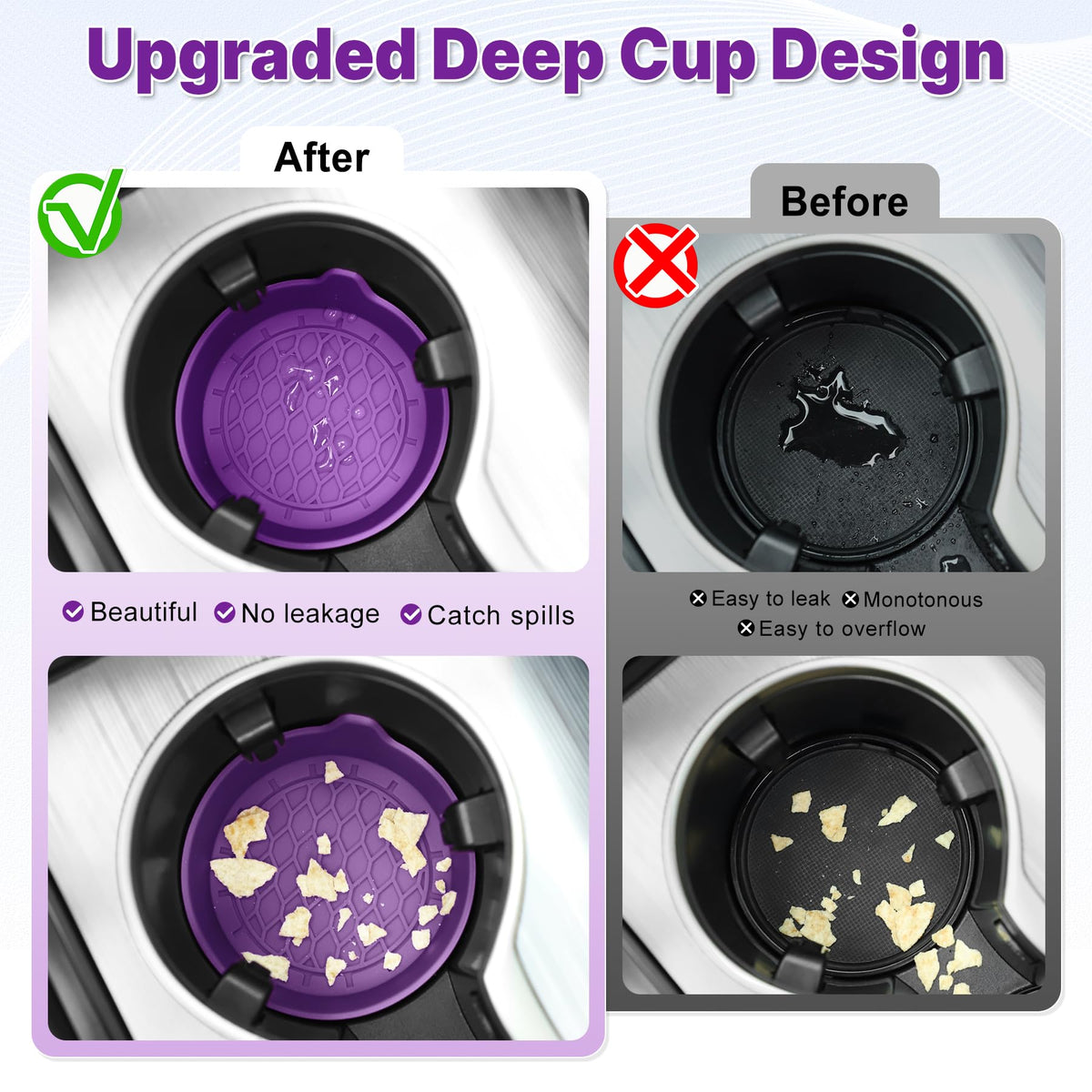 SINGARO Car Cup Holder Coaster, Silicone Cup Holder Insert, Universal Non-Slip Cup Holders, Car Accessories Interior for Women and Man Interior Sets 4 Pack Black Jansha Store
