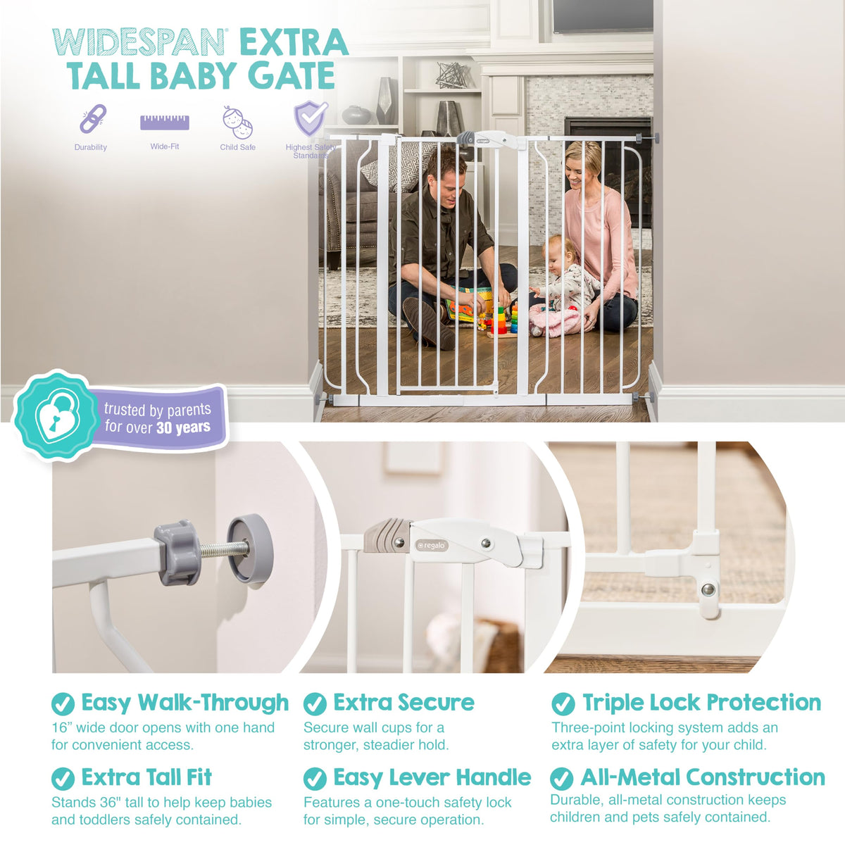 Regalo Safety 29"-38.5" Easy Step Baby Gate, Bottom of Stairs & Doorways Jansha Store