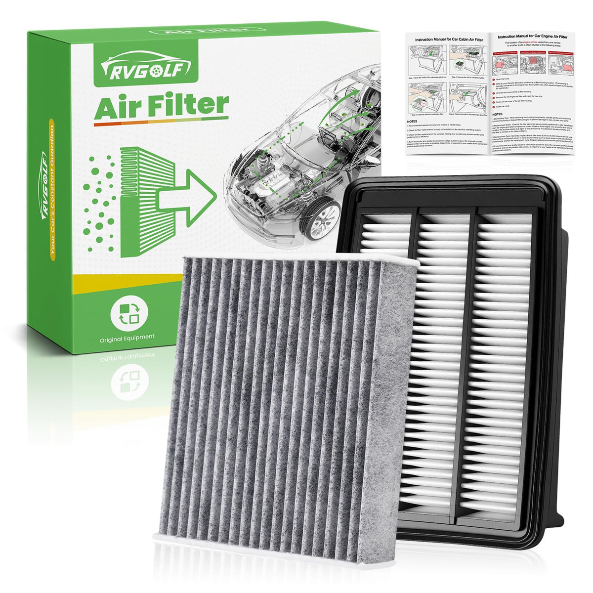 Not for Hybrid, Engine+Cabin Air Filter Fit 2015-2019 Sonata 2.4L (Gas) Jansha Store