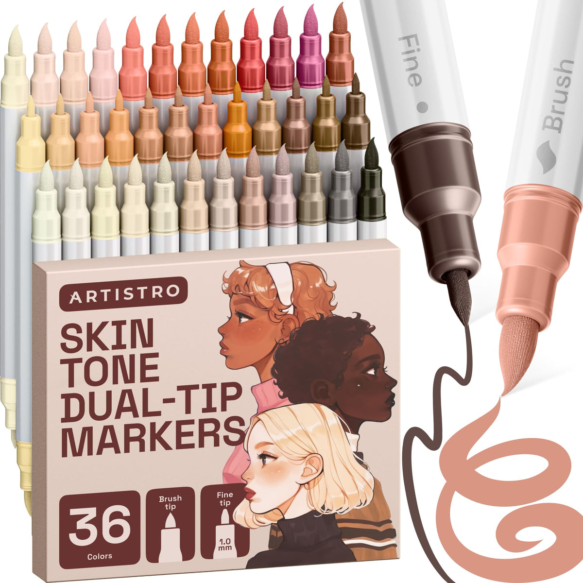ARTISTRO 36 Multicolor Dual-Tip Acrylic Paint Marker Pens for Drawing Jansha Store
