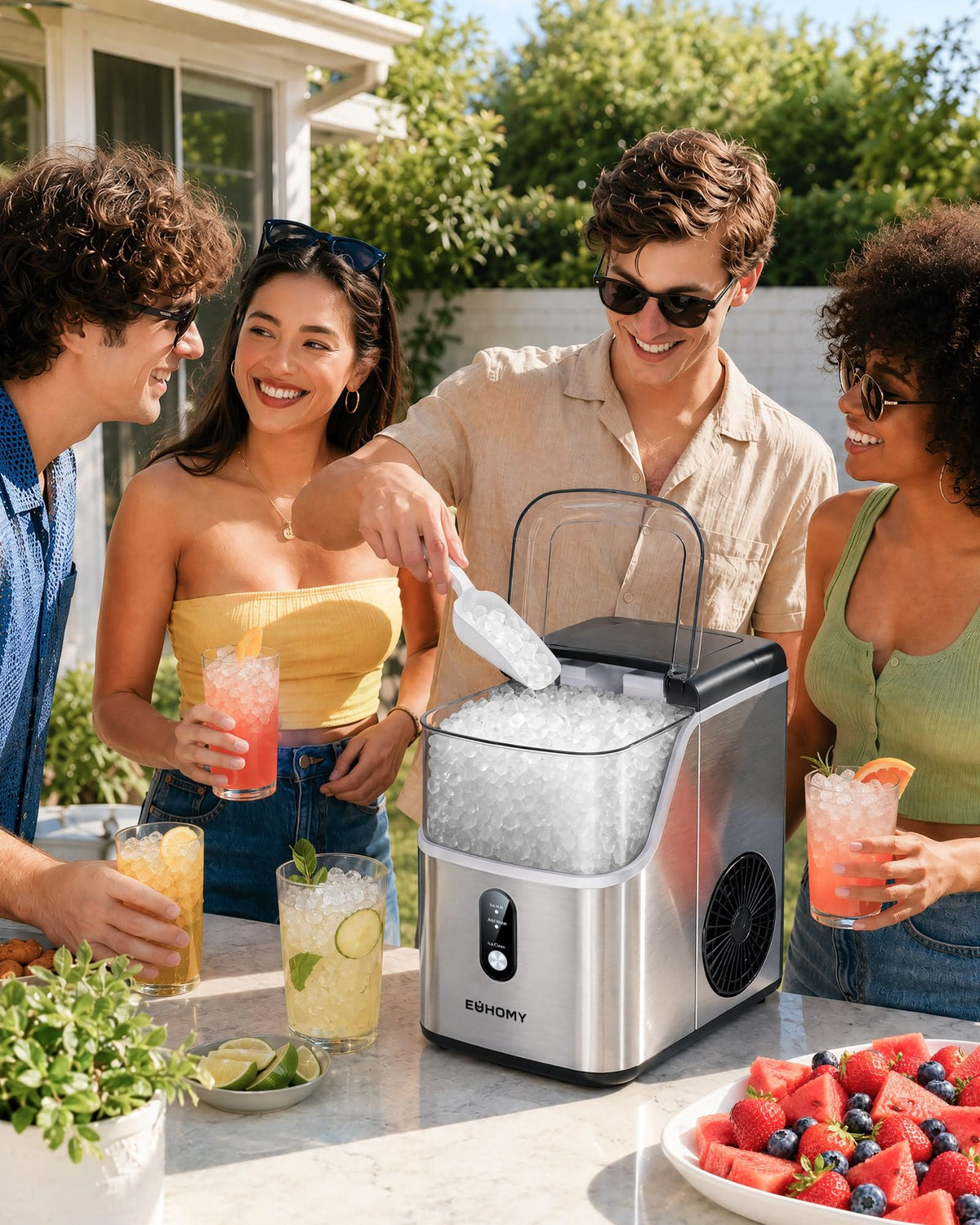 EUHOMY Nugget Ice Maker Countertop, 35lbs/24H, Ready in 7 Mins, Stainless Jansha Store