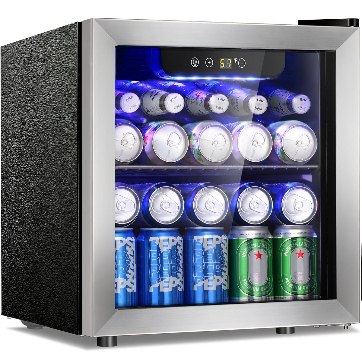 Antarctic Star Beverage Refrigerator Cooler 68 Can, Mini Fridge with Glass Door for Beer Drinks Wine,Freestanding Small Fridge with Electronic Temperature Control for Home and Bar,1.7 cu.ft Jansha Store