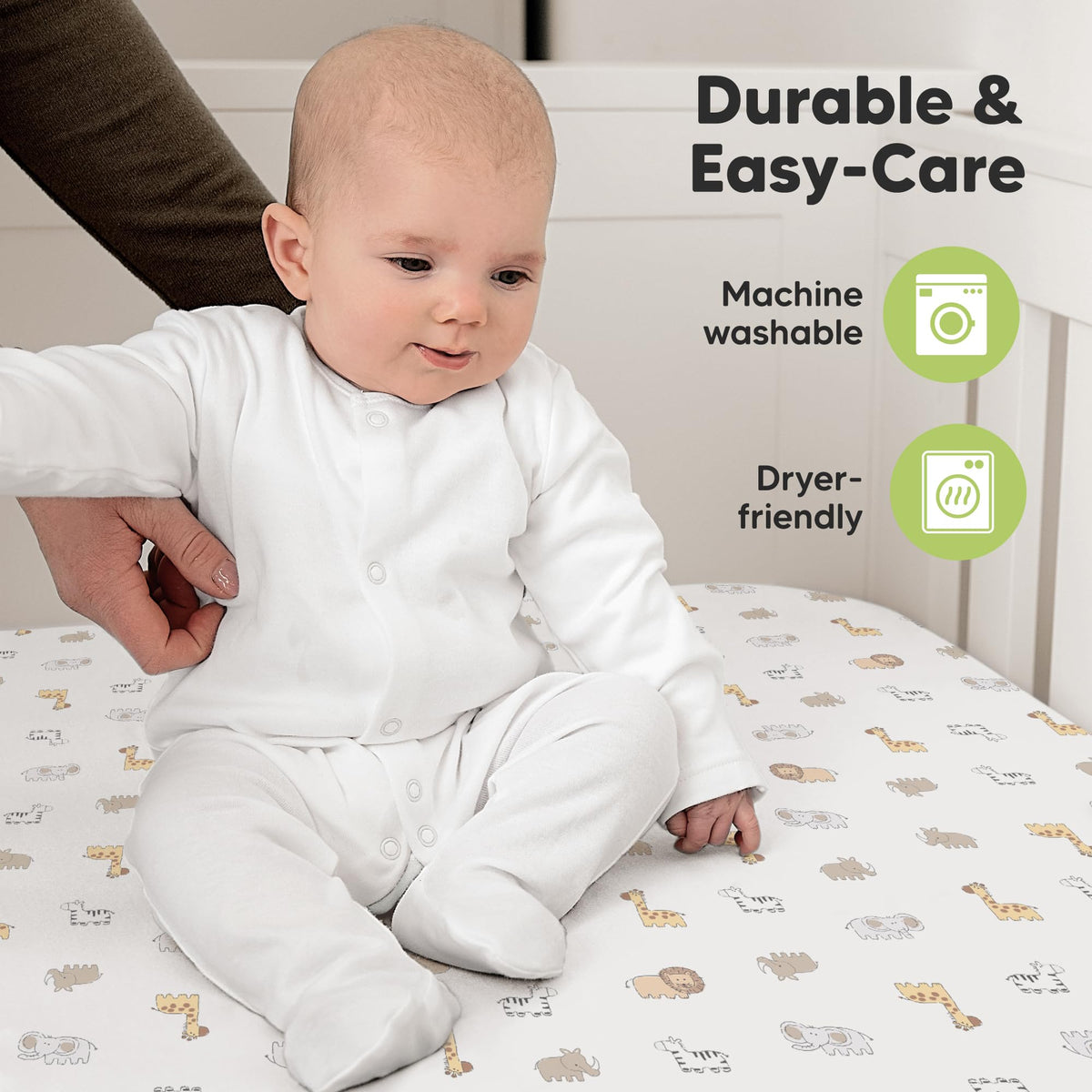 KeaBabies 2pk Organic Cotton Crib Sheets for Boys Girls 52x28, Soft White Jansha Store