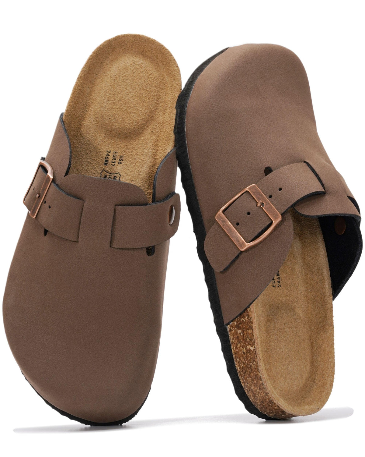Project Cloud 100% Genuine Leather Womens Cork Footbed Clogs for Women Jansha Store