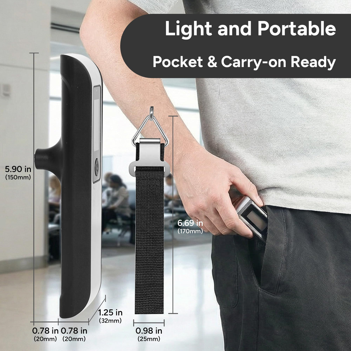 travel inspira Digital Luggage Scale – Portable Hanging Suitcase Weight Scale for Travel, 110 lb Capacity, Backlit LCD Display, Prevents Airport Overweight Fees, Battery Included Jansha Store