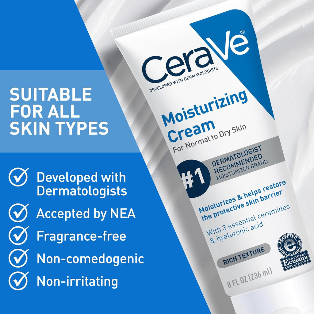 CeraVe Moisturizing Cream, Face & Body Moisturizer for Dry Skin, 19oz Jansha Store