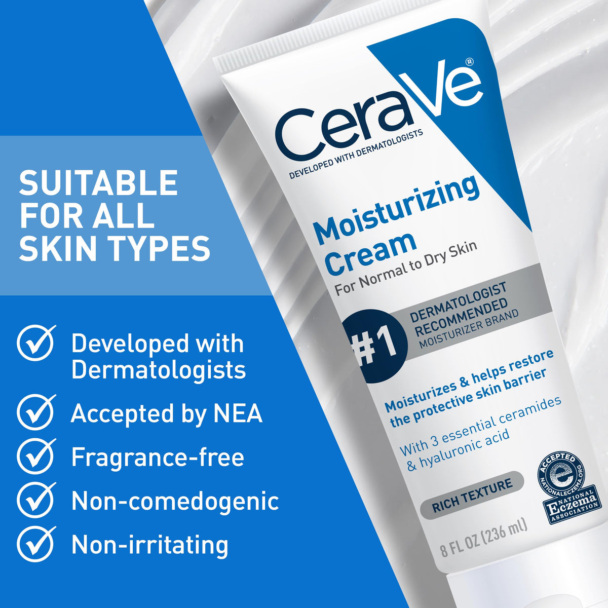 CeraVe Moisturizing Cream, Face & Body Moisturizer for Dry Skin, 19oz Jansha Store
