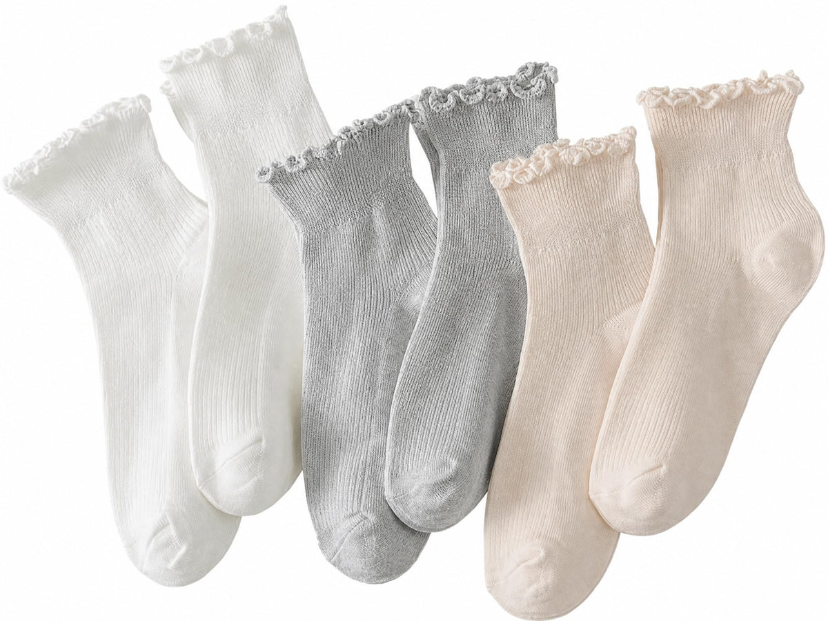 Hstyle 6 Pairs of Ruffle Socks Women, Cute Ruffle Ankle Socks Jansha Store