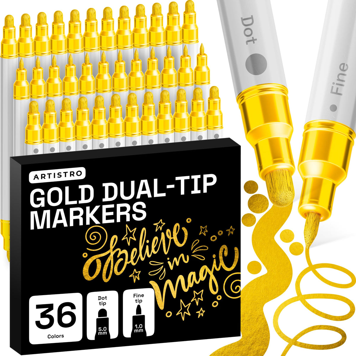 ARTISTRO 36 Multicolor Dual-Tip Acrylic Paint Marker Pens Jansha Store