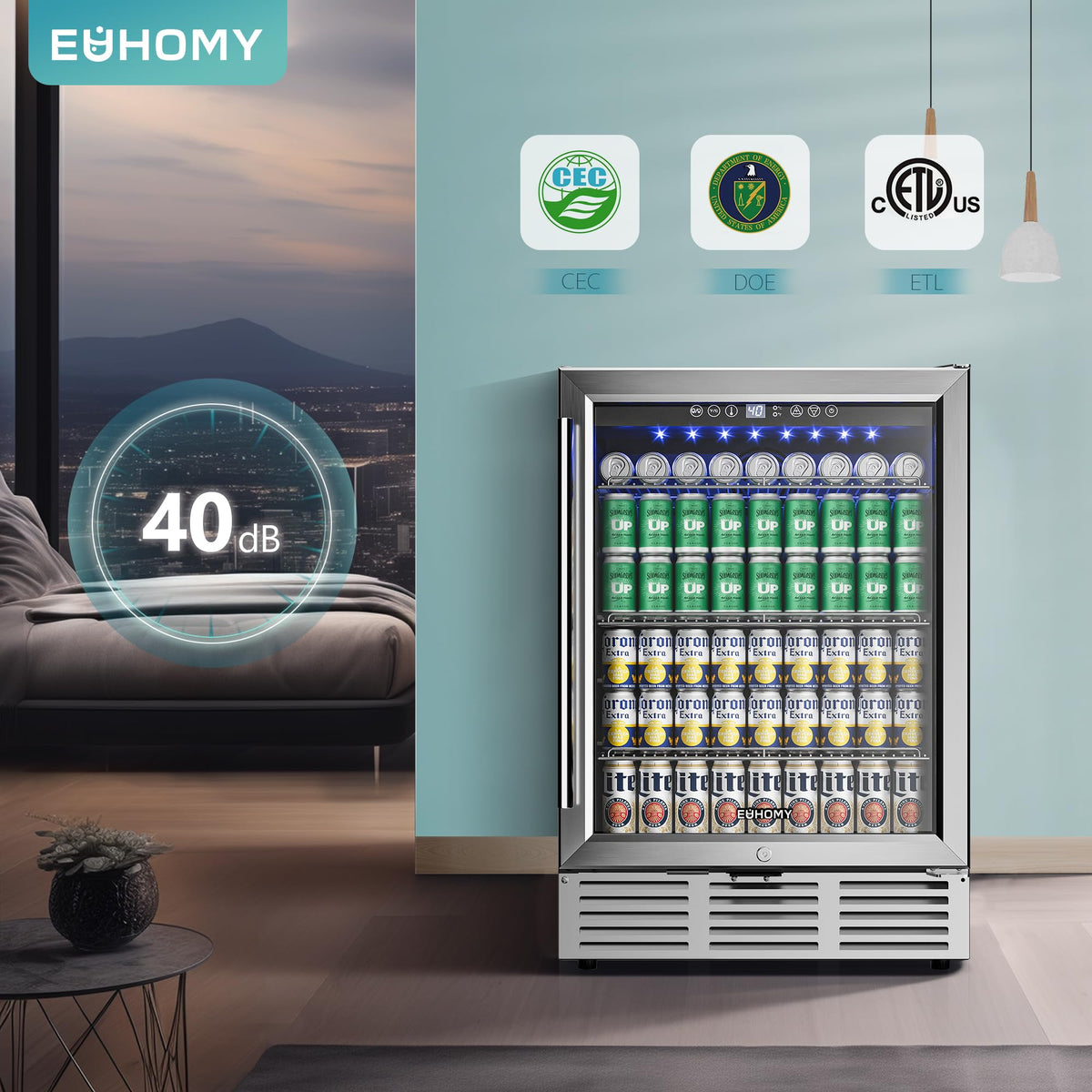 EUHOMY 24 Can Mini Fridge, 18L Beverage Refrigerator with Quiet Compressor Jansha Store
