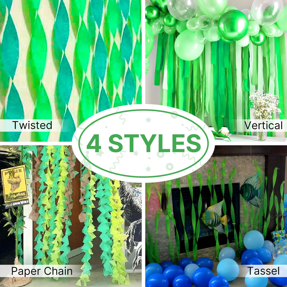 PartyWoo Pastel Crepe Paper Streamers 6 Rolls 492 FT Streamers Jansha Store