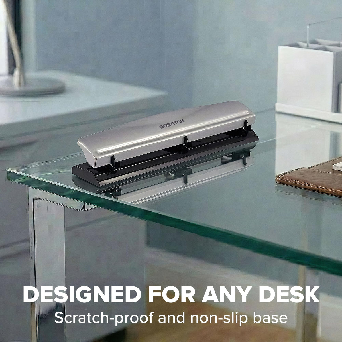 Bostitch Office 3 Hole Punch, Metal, 12 Sheet Capacity, Rubber Base, Silver Jansha Store