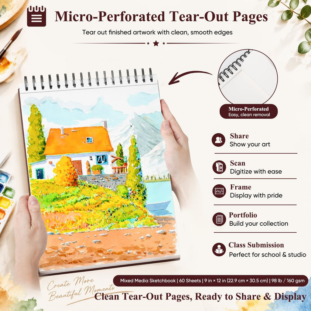 Soucolor Sketch Book 9" x 12", 100 Sheets Kids Art Sketchbook Drawing Pad Jansha Store