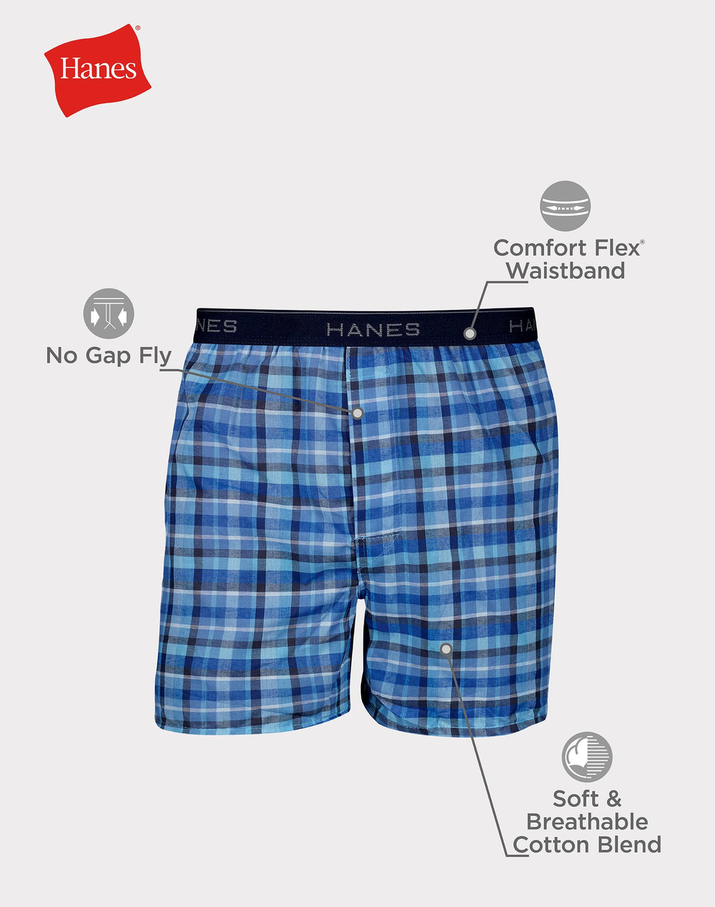 Hanes Men's Underwear Boxers Pack, Cool & Breathable Cotton Underwear, Moisture-Wicking Boxers for Men Jansha Store