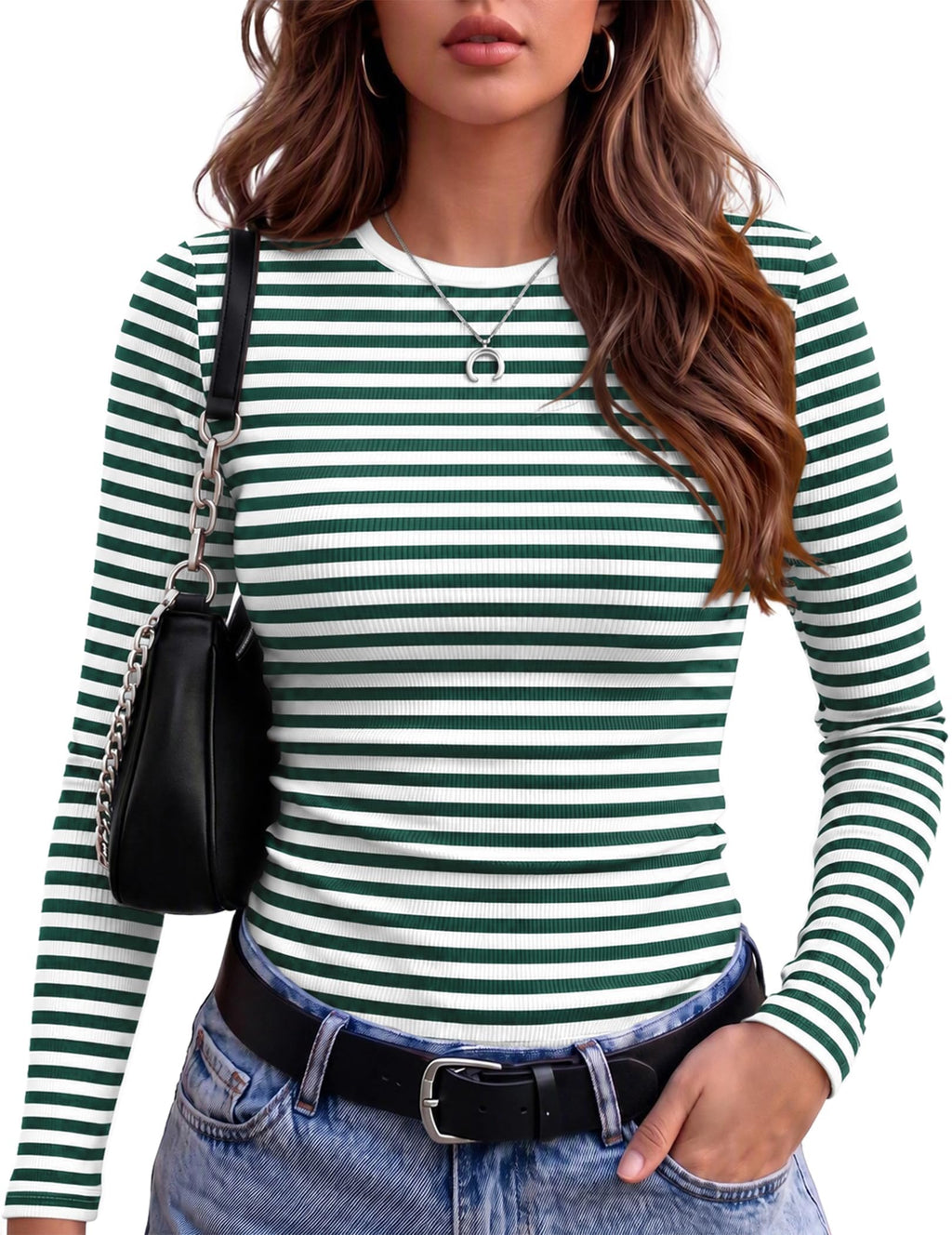 Zeagoo Women Long Sleeve Shirts Ribbed Tops Crewneck Basic Tee Jansha Store
