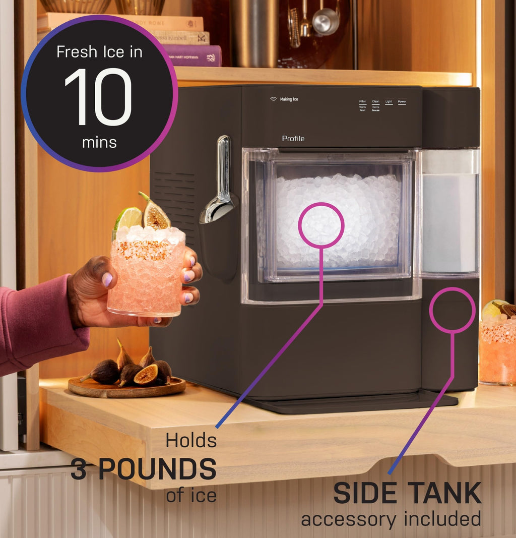 GE Profile Opal Ultra, Countertop Nugget Ice Maker, 1 Gal XL Side Tank, *Amazon Exclusive*, 38 lbs/Day, Pebble Pellet Crushed Ice Machine, WiFi Stainless Steel Jansha Store