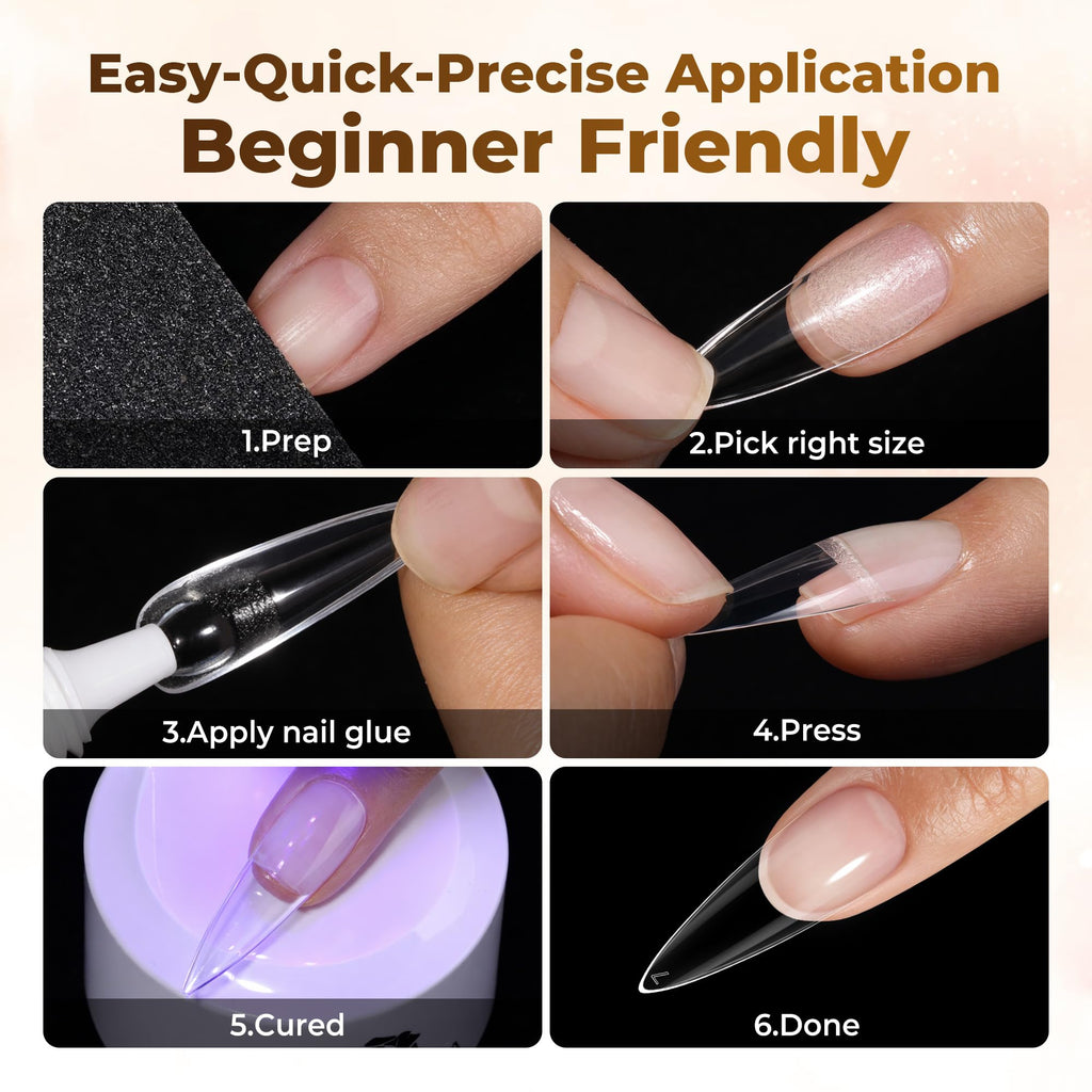 UNA GELLA Short Almond Nail Tips 504PCS Short Fake Nails Soft Press Ons Jansha Store