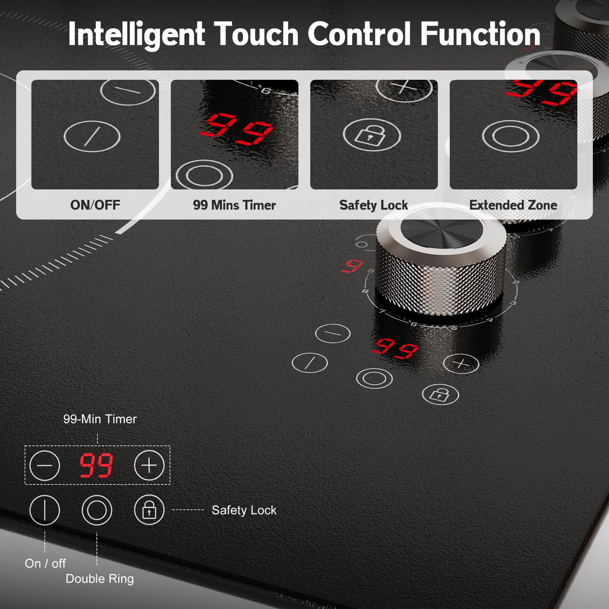 2 Burner Electric Cooktop 110V, 2000W, 24" Countertop & Built-in Jansha Store