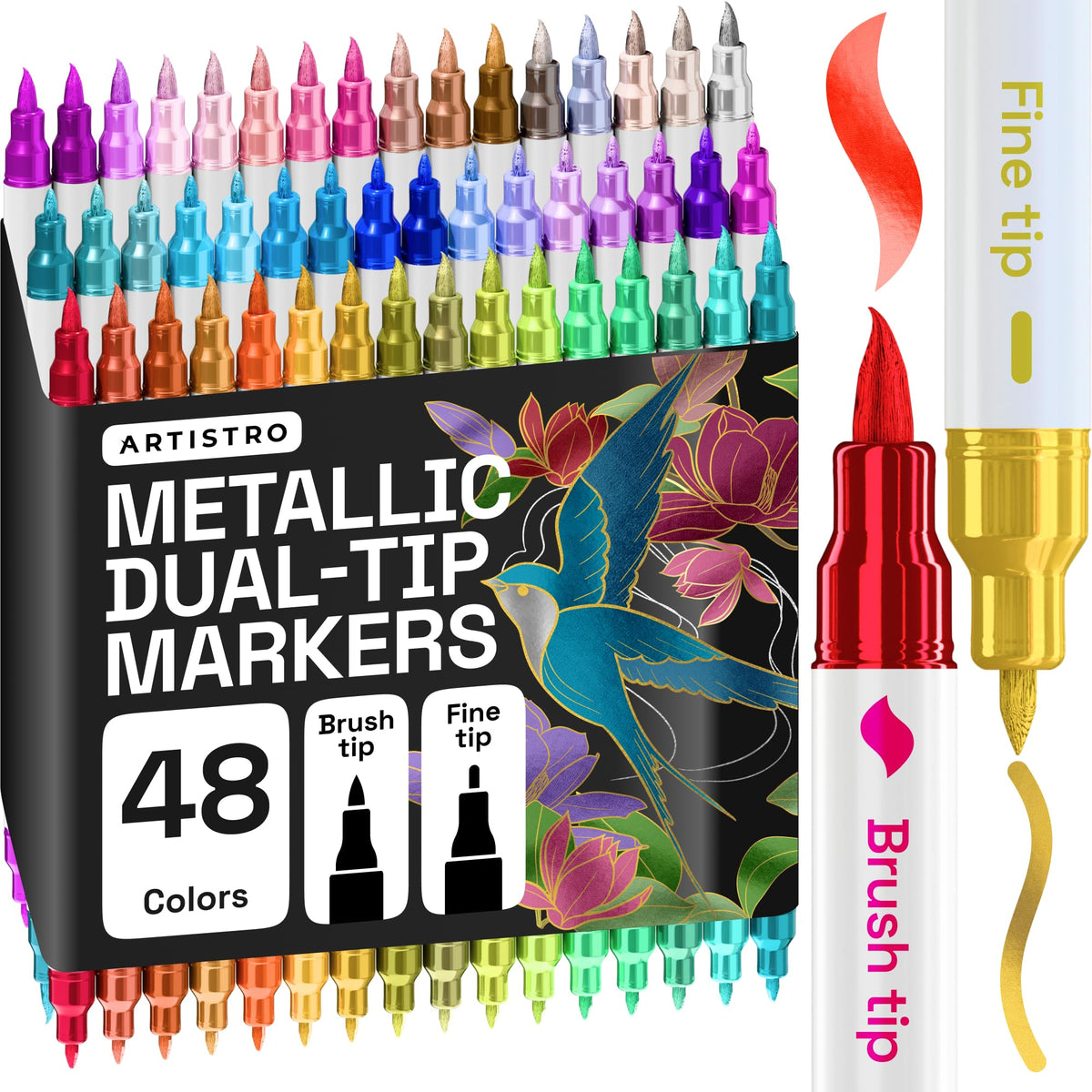 ARTISTRO 36 Multicolor Dual-Tip Acrylic Paint Marker Pens for Drawing Jansha Store