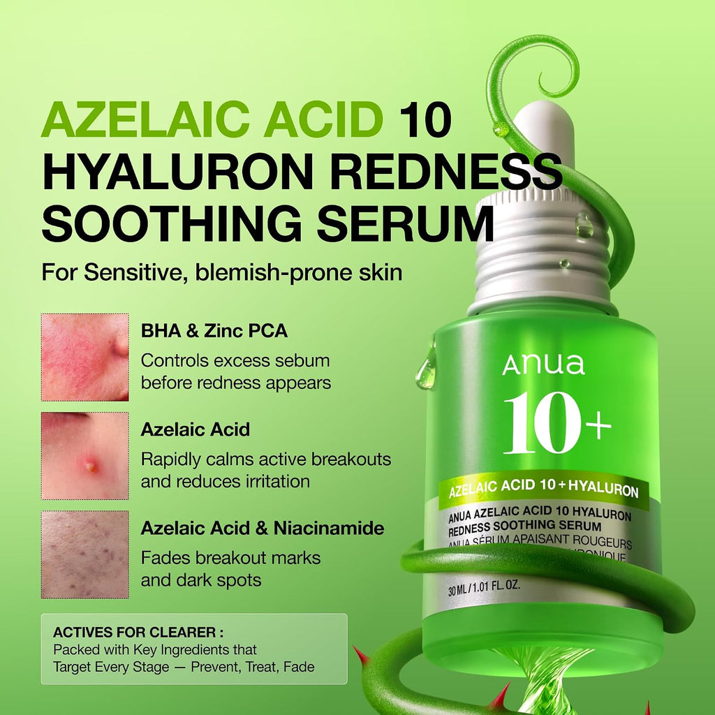 Anua Azelaic Acid 10 Hyaluron Redness Soothing Serum, 1.01 fl oz Jansha Store