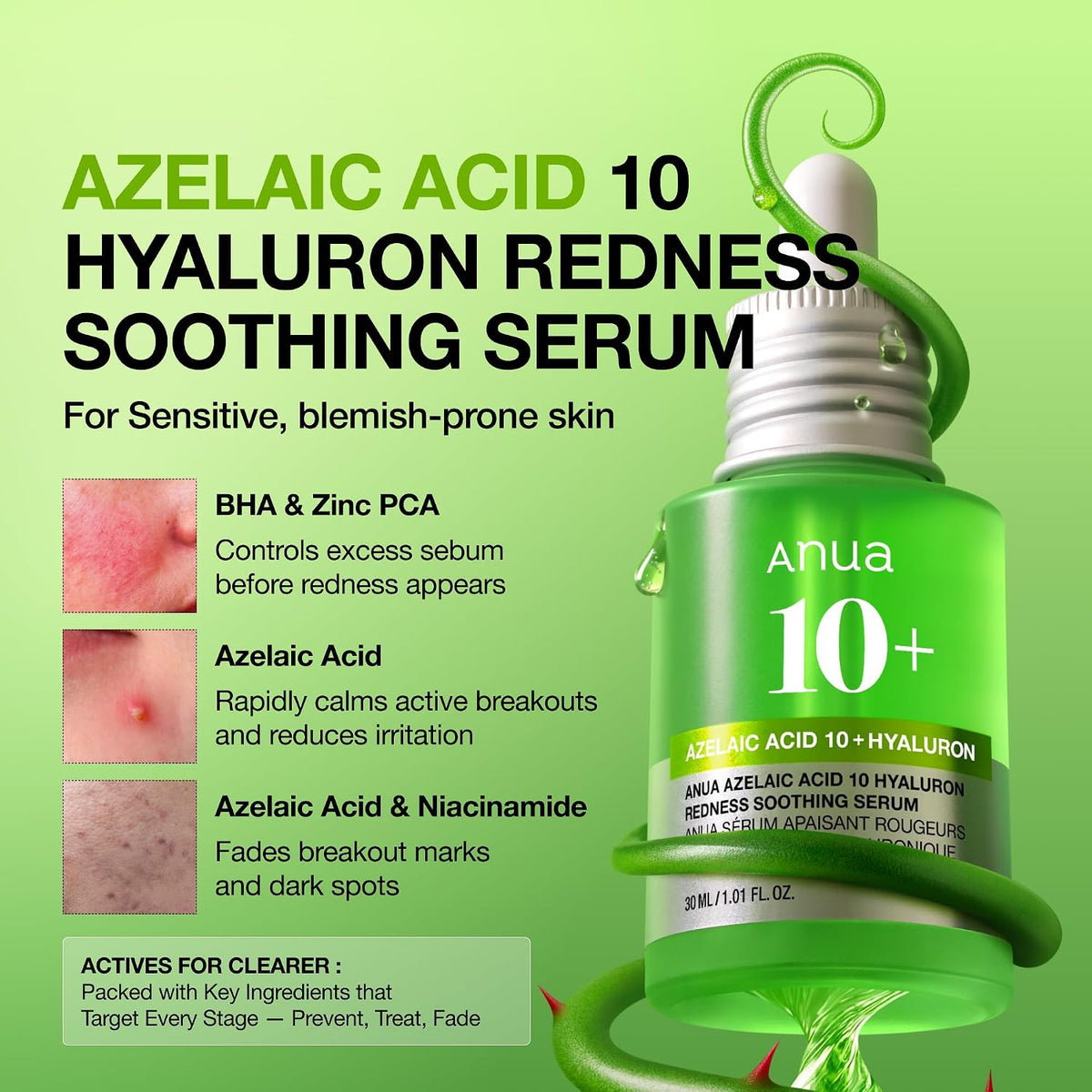 Anua Azelaic Acid 10 Hyaluron Redness Soothing Serum, 1.01 fl oz Jansha Store