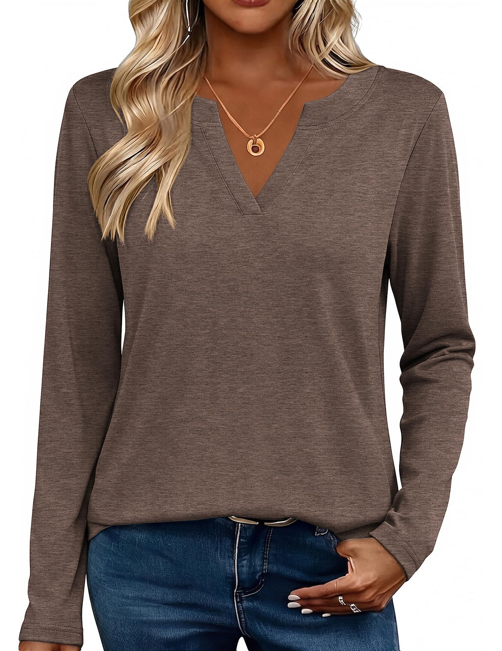 Zeagoo Womens Tops Long Sleeve V Neck Tee Shirts Cute Dressy Casual Jansha Store