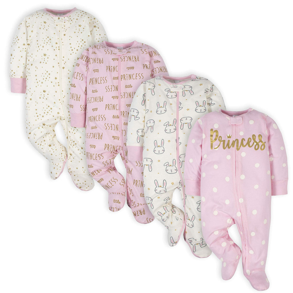 Gerber Baby Girls 4-Pack Sleep 'N Play Footie Jansha Store