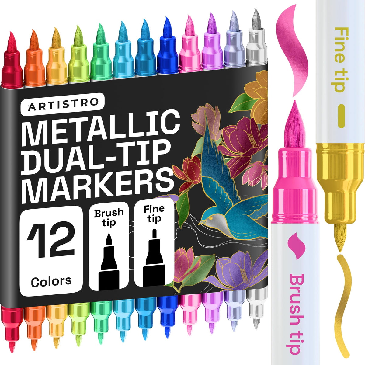 ARTISTRO 36 Multicolor Dual-Tip Acrylic Paint Marker Pens for Drawing Jansha Store
