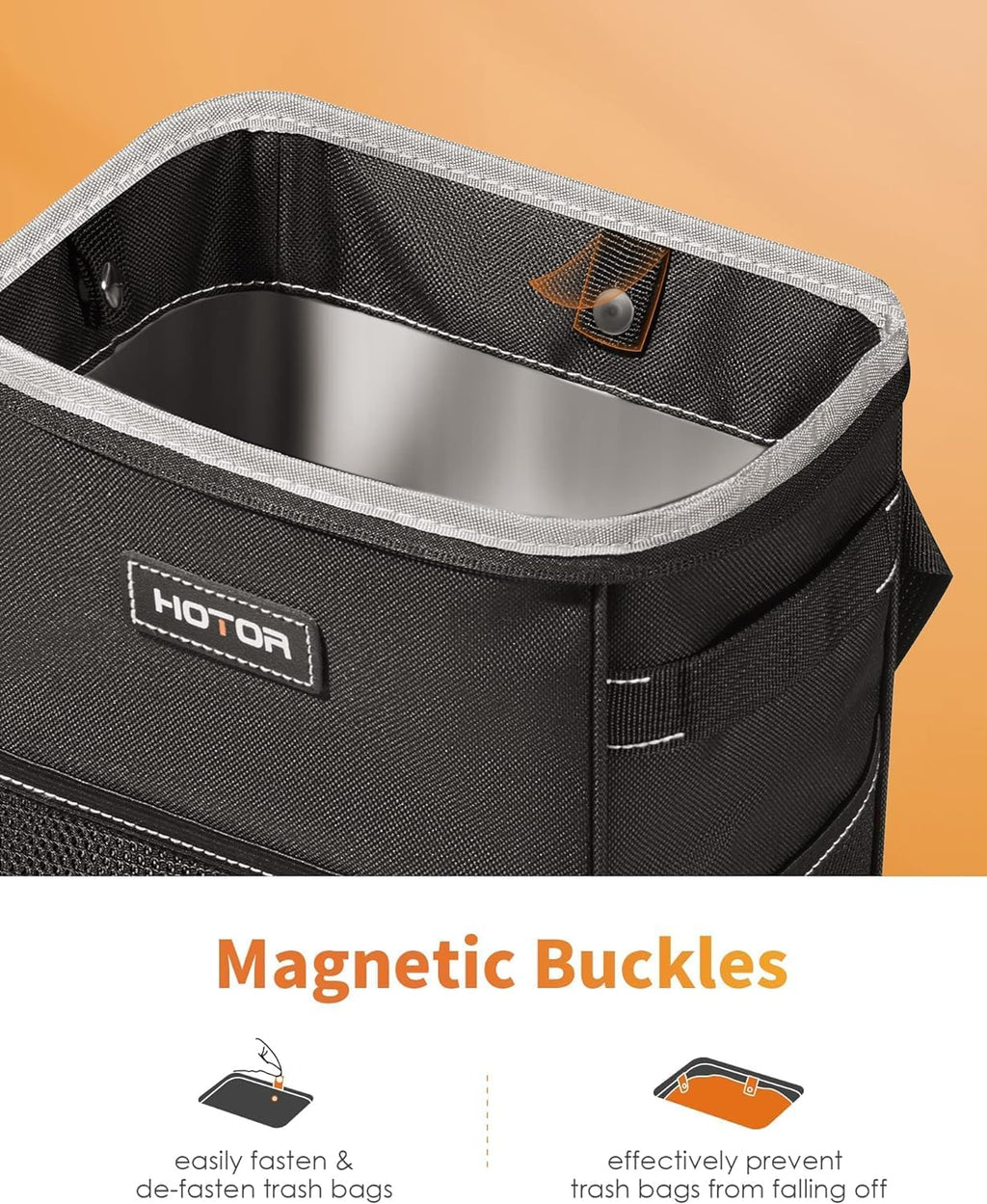 HOTOR Car Trash Can, Leakproof Car Organizer, 2-Gallon, Black Jansha Store