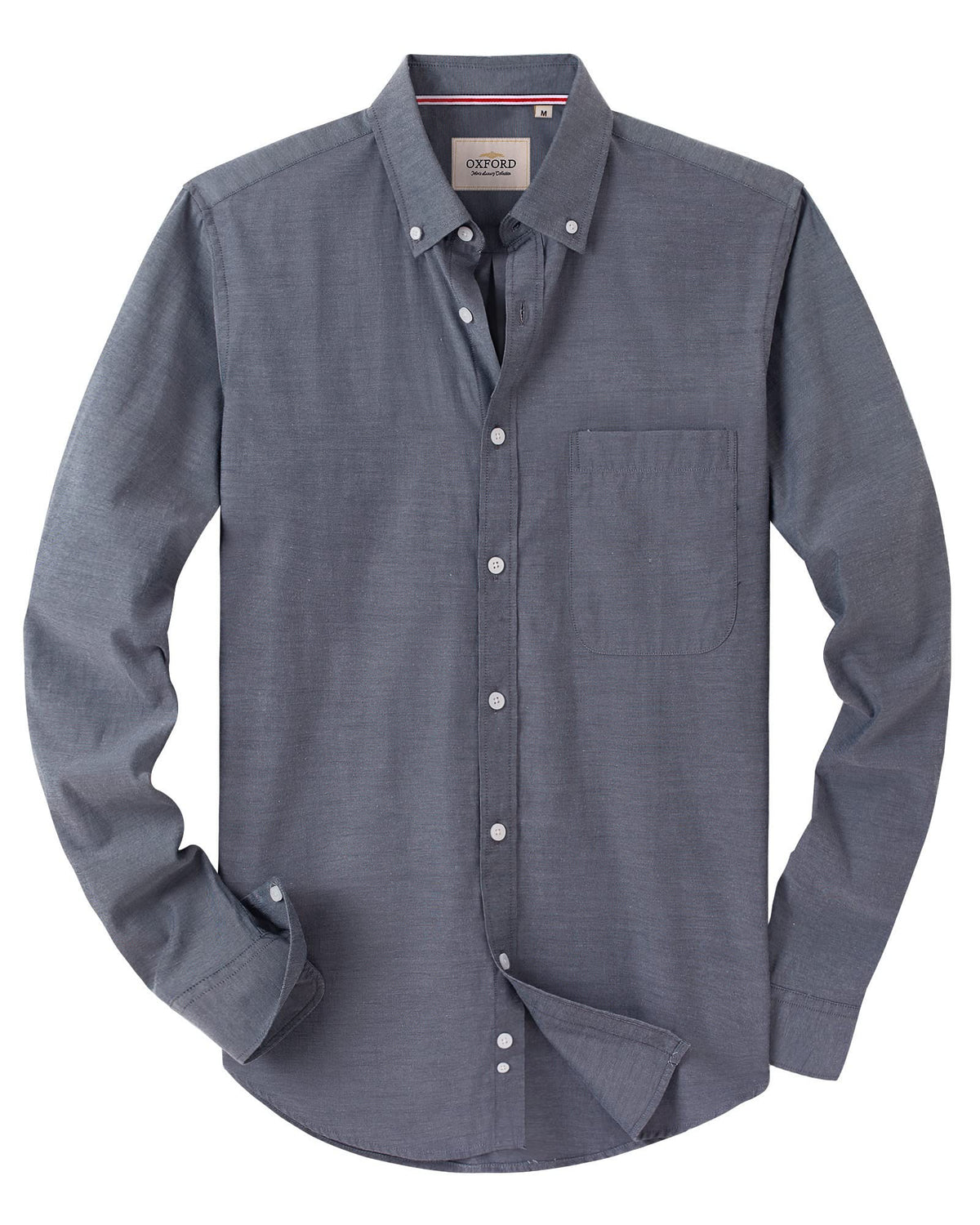 Alimens & Gentle Mens Solid Oxford Shirt Long Sleeve Dress Shirt Work Casual Button Down Shirts with Pocket Jansha Store