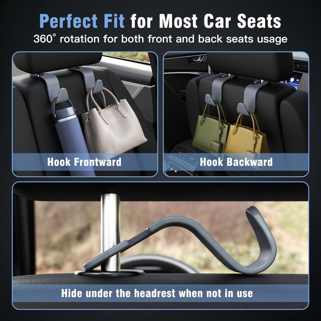4-Pack Car Headrest Hooks Holds 55lbs Seat Storage Organizer for Bags Jansha Store