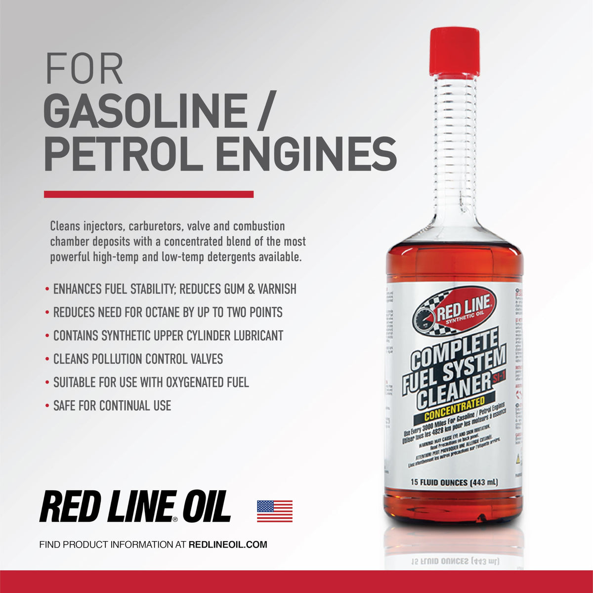 Red Line 60103 SI-1 Complete Fuel System Cleaner - 15 Ounce- Fuel Injector Cleaner and Carburetor Cleaner for Corrosion Prevention and Injector, Valve, and Combustion Chamber Deposit Removal Jansha Store