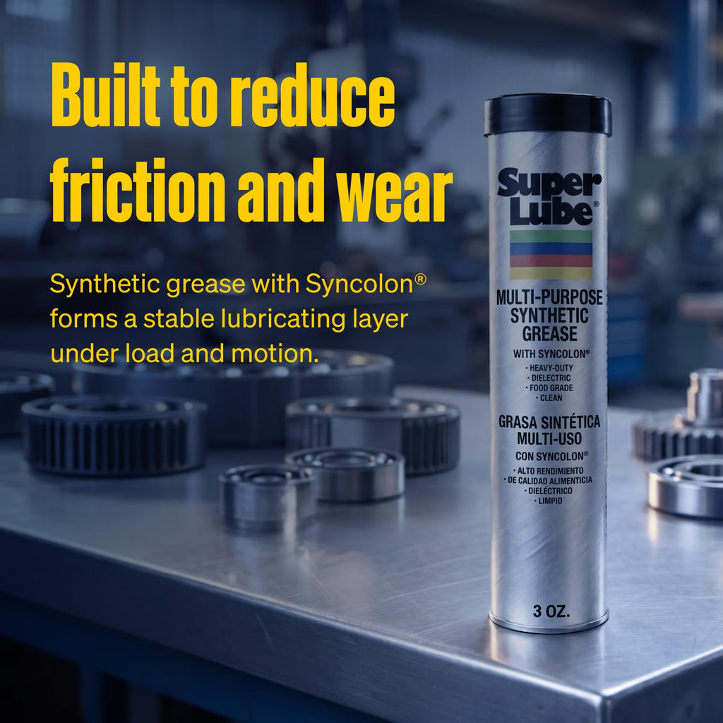 Super Lube Multi-Purpose Synthetic Grease w/ Syncolon - High Temperature, Water & Corrosion Resistant Grease - Workshop & Industrial Use - Food Grade - Translucent White - Tube - 3 oz (21030) Jansha Store