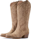 IUV Cowboy Boots For Women Western Cowgirl Boots Mid Calf Snip Toe Jansha Store