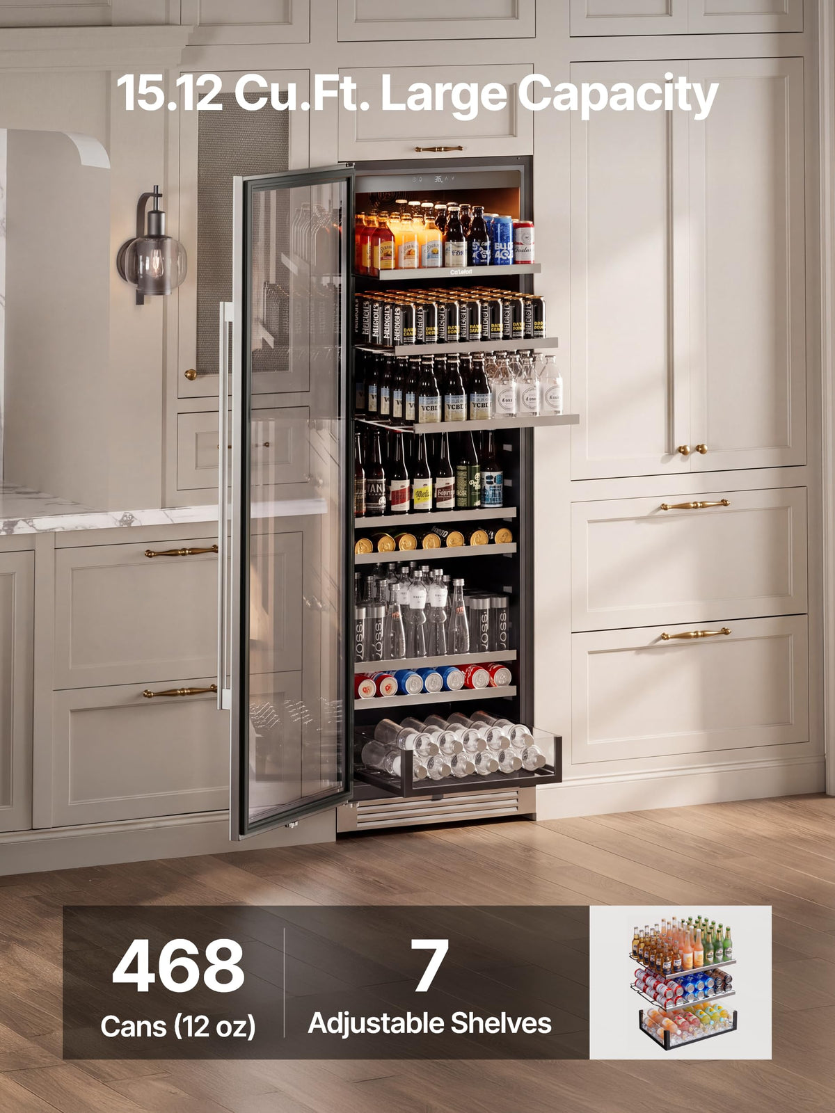 Ca'Lefort 24'' Beverage Refrigerator, 180 Can Beverage Fridge Under Counter Jansha Store