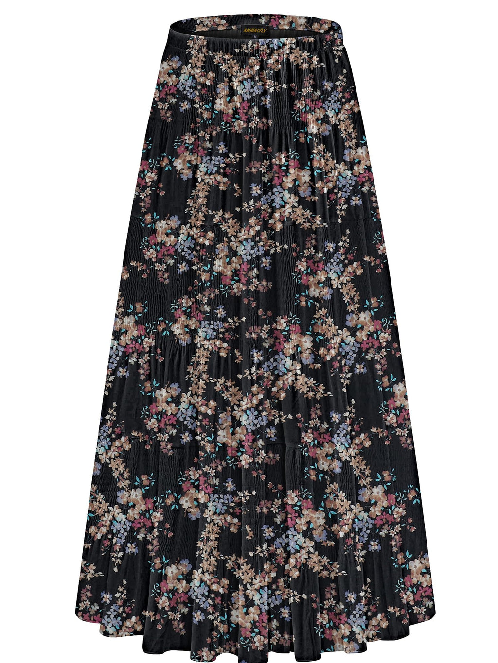 NASHALYLY Women's Chiffon Elastic High Waist Pleated A-Line Maxi Skirts Jansha Store