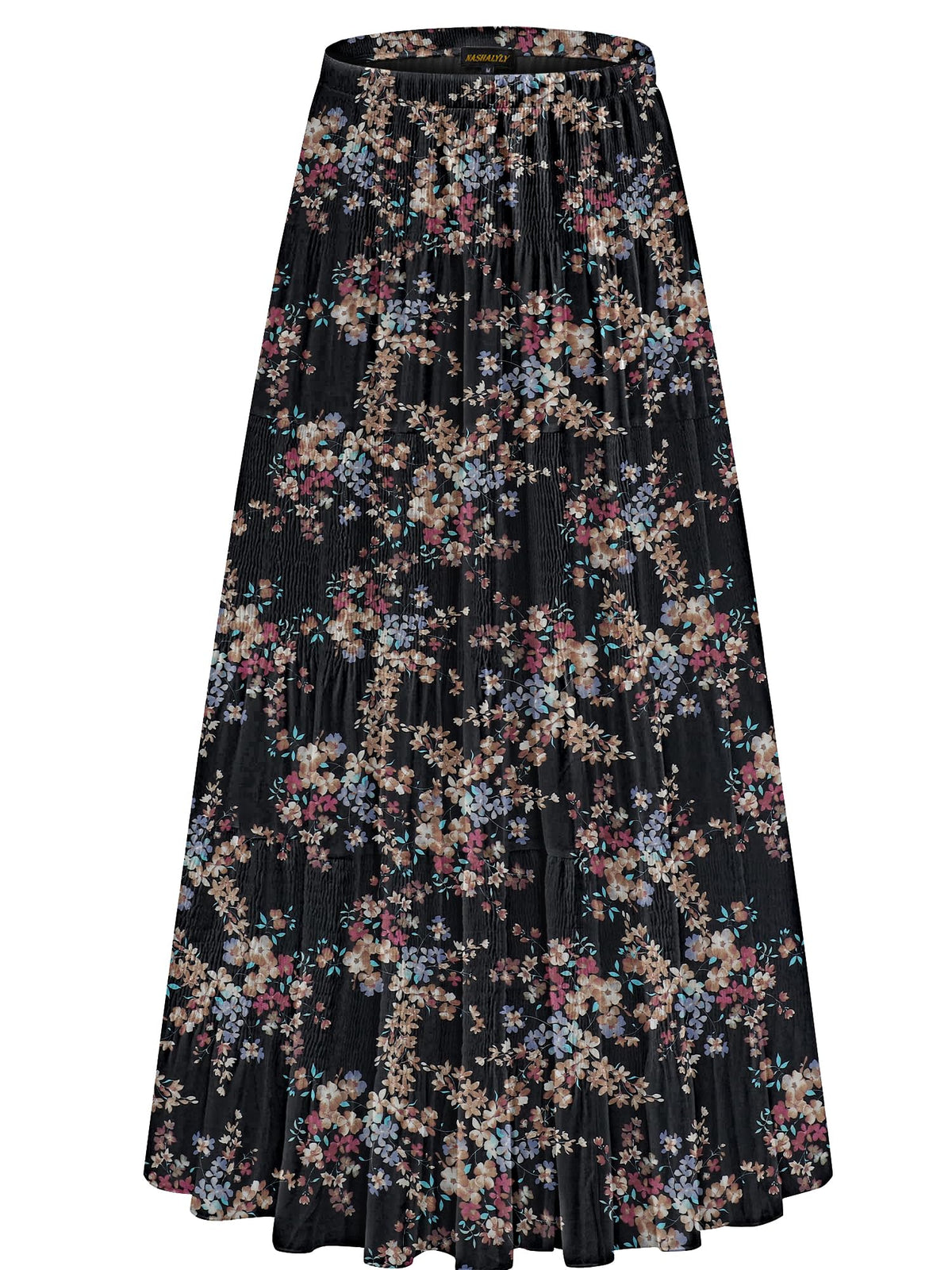 NASHALYLY Women's Chiffon Elastic High Waist Pleated A-Line Maxi Skirts Jansha Store