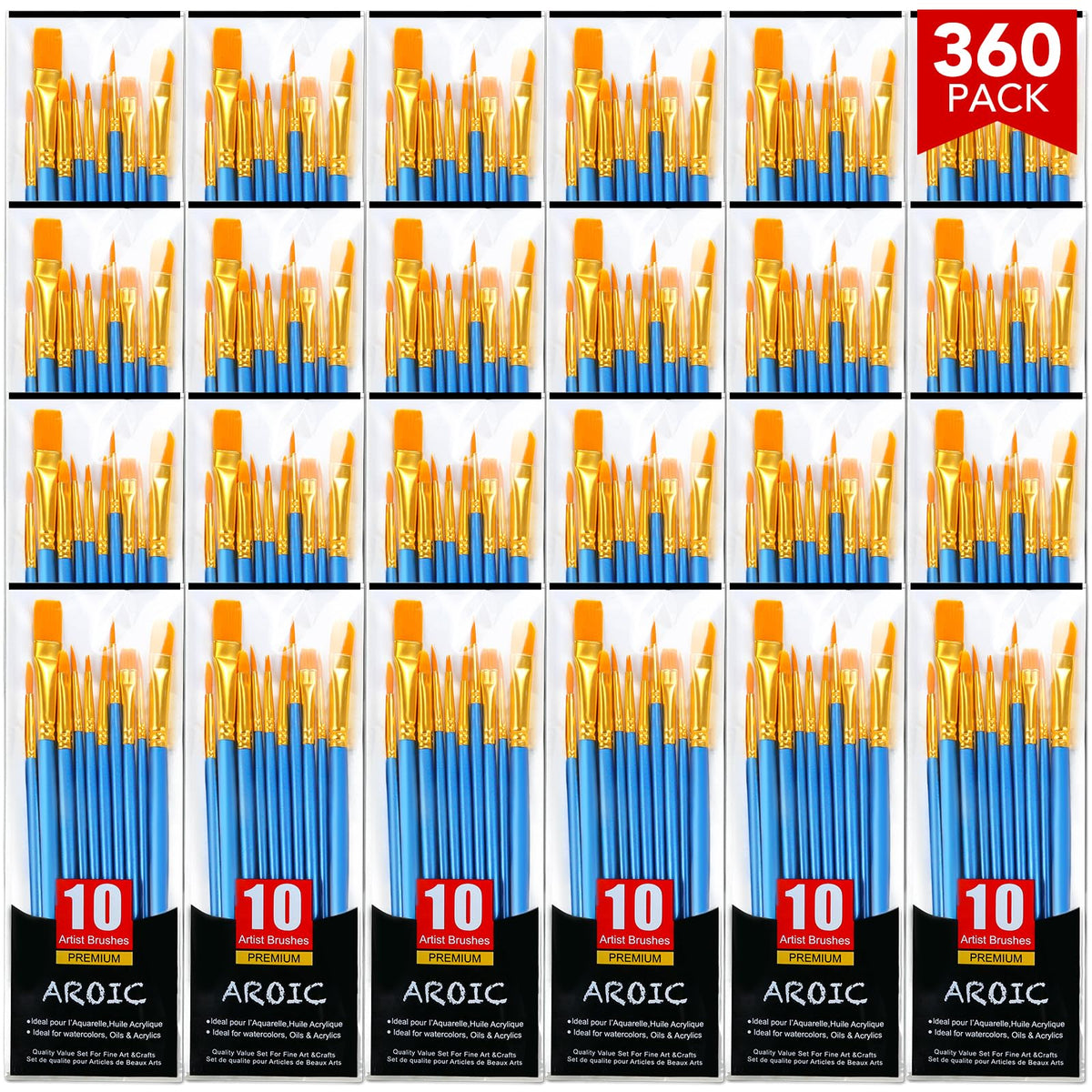 AROIC 10 Pcs Paint Brushes, Acrylic Oil Watercolor Painting Brush Set Jansha Store