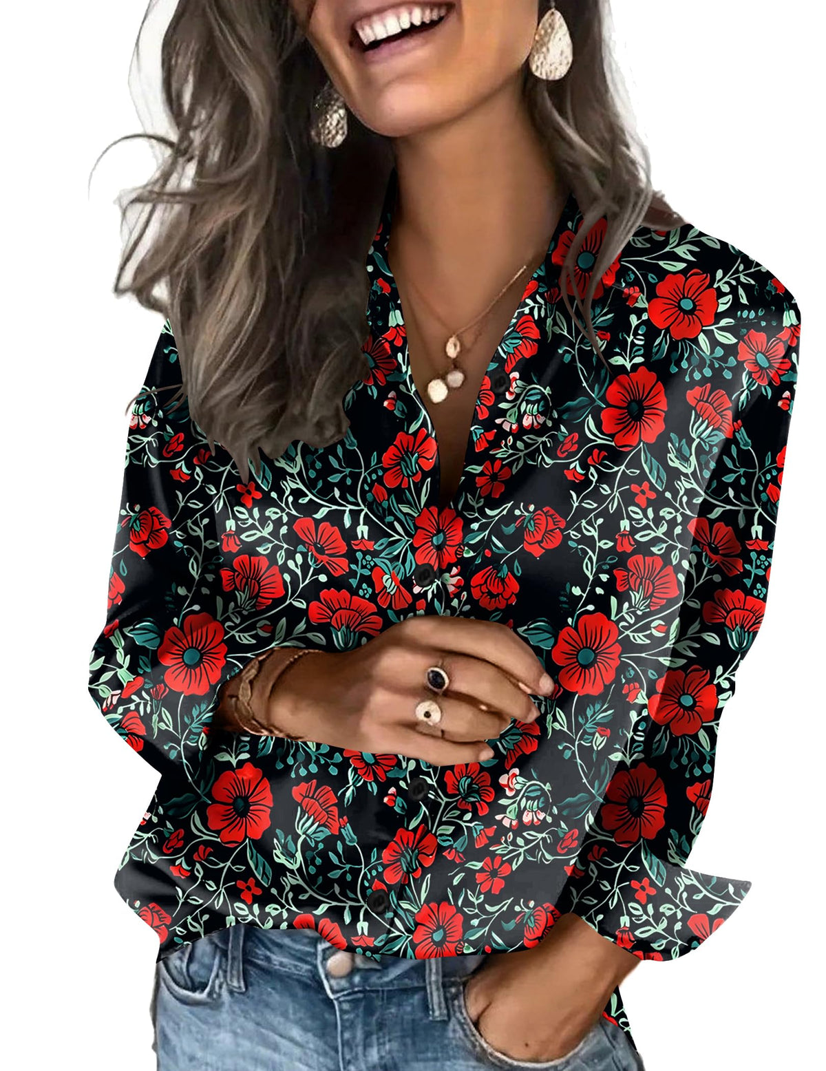 Zeagoo Satin Blouses for Women Silk Button Down Shirts Long Sleeve Tops Jansha Store