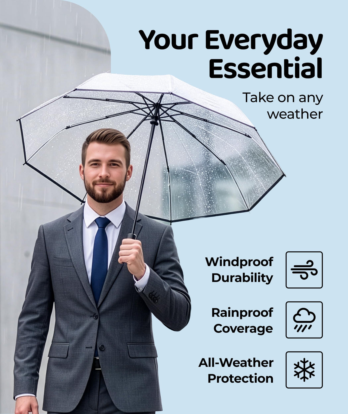 Windproof Travel Umbrella - Compact & Withstands Winds up to 100MPH, Strongest Premium Auto Folding Umbrella for Rain and Sun - Durable, Light & Portable for Women & Men, Fits Backpack & Cars Jansha Store