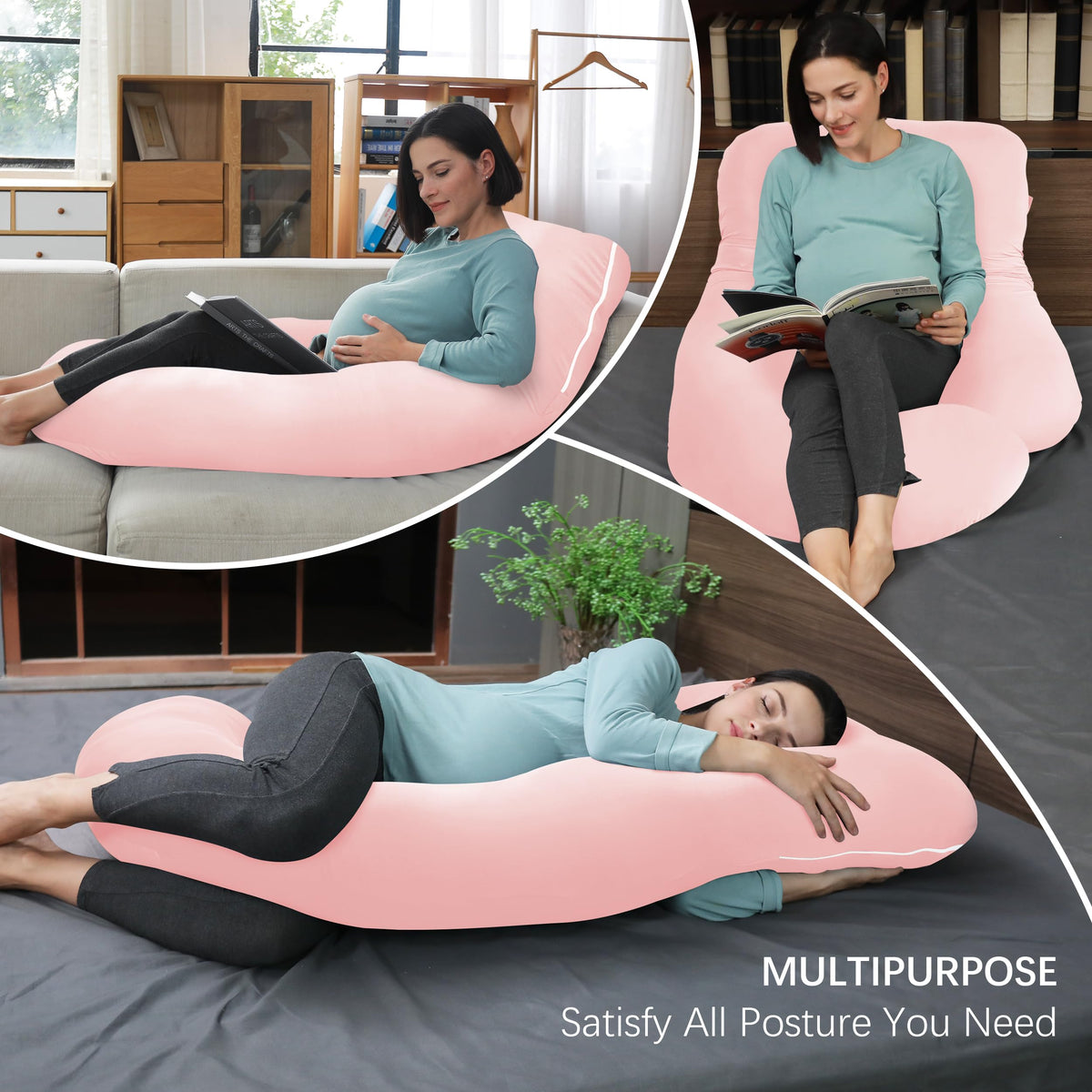 MOON PARK Pregnancy Pillows for Sleeping - U Shaped Full Body Maternity Pillow with Removable Cover - Support for Back, Legs, Belly, HIPS - 65 Inch - Purple Jansha Store