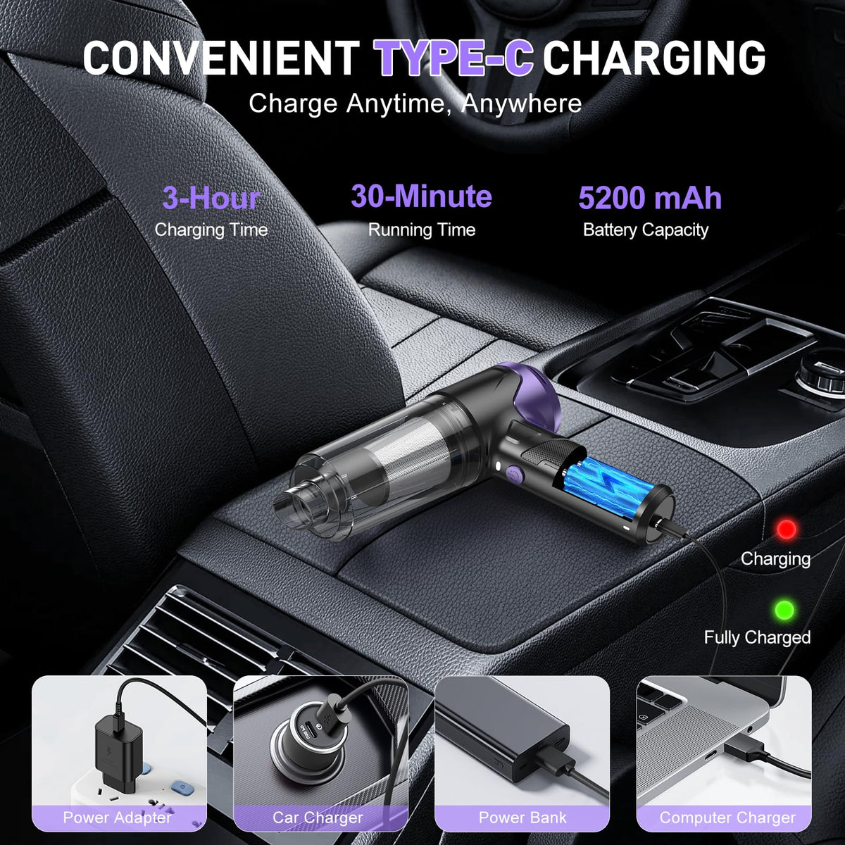 KMM Handheld Car Vacuum Cleaner, Hand Held Vacuum & Air Duster Jansha Store