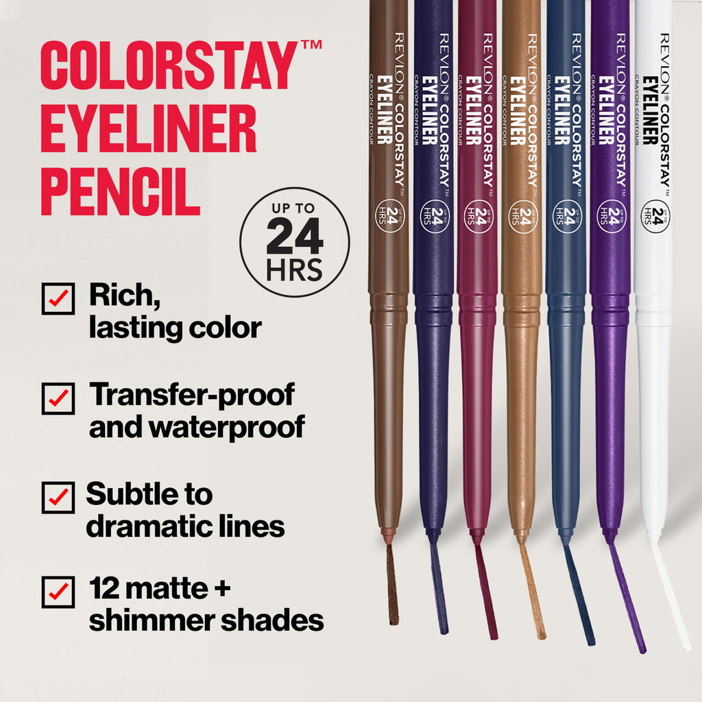 Revlon ColorStay Pencil Waterproof Eyeliner, 201 Black, 2 pack Jansha Store