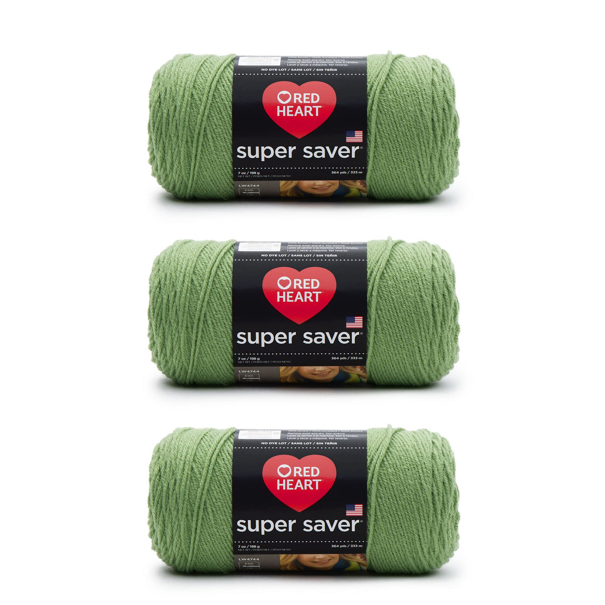 Red Heart Super Saver Yarn for Crocheting & Knitting, Medium Thyme, 3-Pack Jansha Store