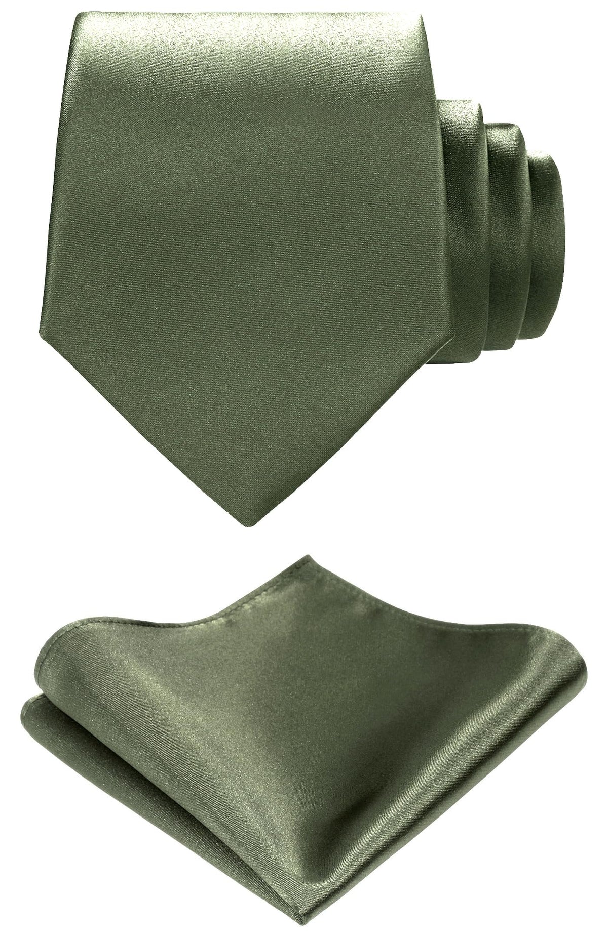 TIE G Solid Satin Woven dyed Color Formal Black Necktie and Pocket Square Sets in Gift Box Jansha Store