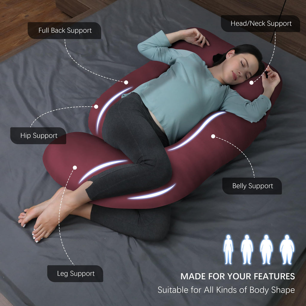 MOON PARK Pregnancy Pillows for Sleeping - U Shaped Full Body Maternity Pillow with Removable Cover - Support for Back, Legs, Belly, HIPS - 65 Inch - Purple Jansha Store