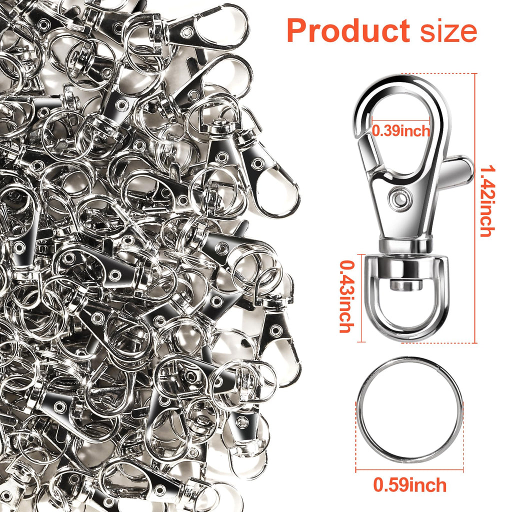 LEOBRO 70PCS Lobster Claw Clasps and Key Rings, 35PCS Keychains Clips and 35PCS Key Chain Ring, Keychain Making kit for Key Chain, Jewelry Making, Art Crafts, Silver Jansha Store