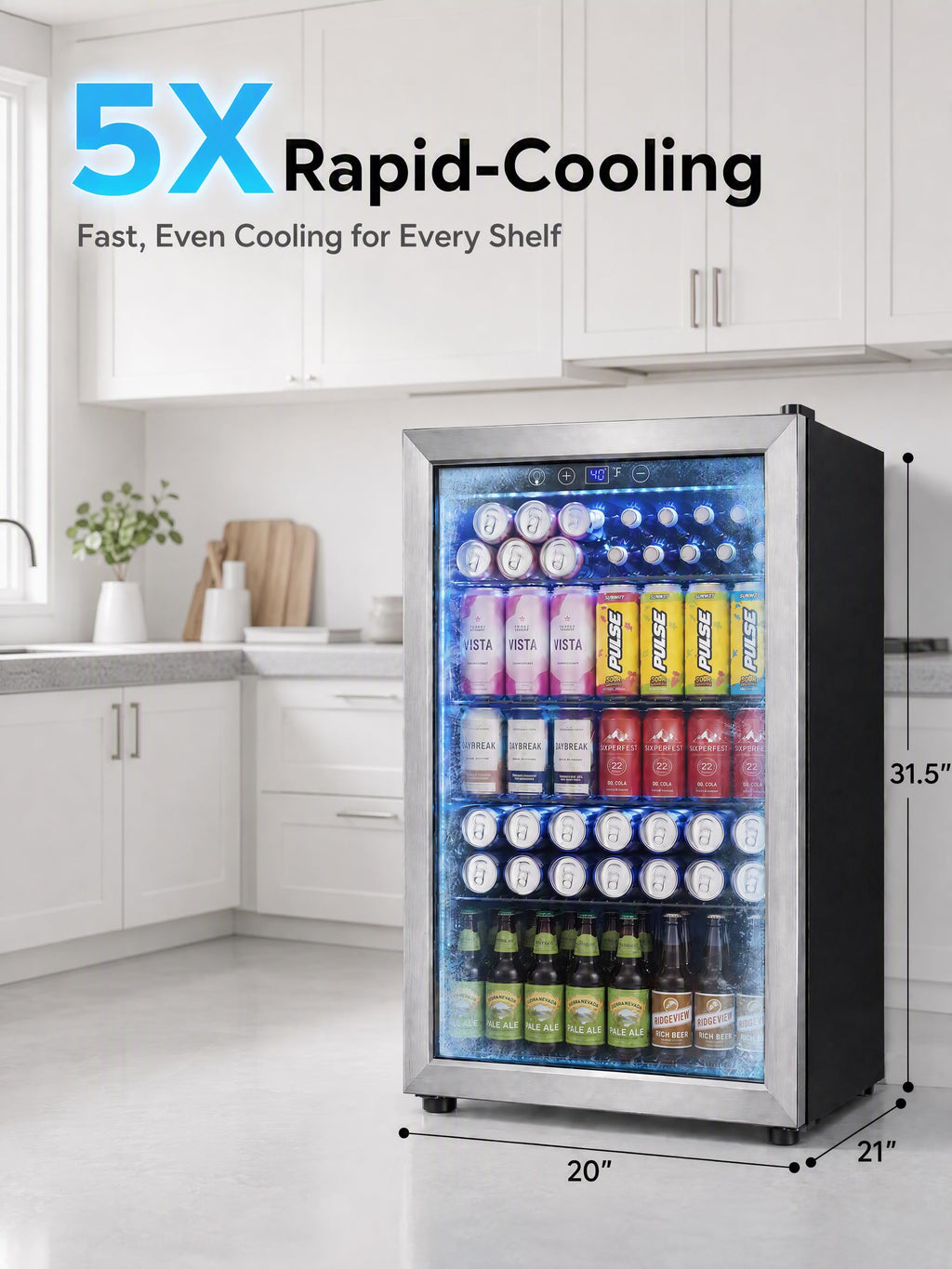 Icyglee 126 Can Mini Fridge, 3.2 Cu.Ft Beverage Refrigerator, Drink Cooler Jansha Store